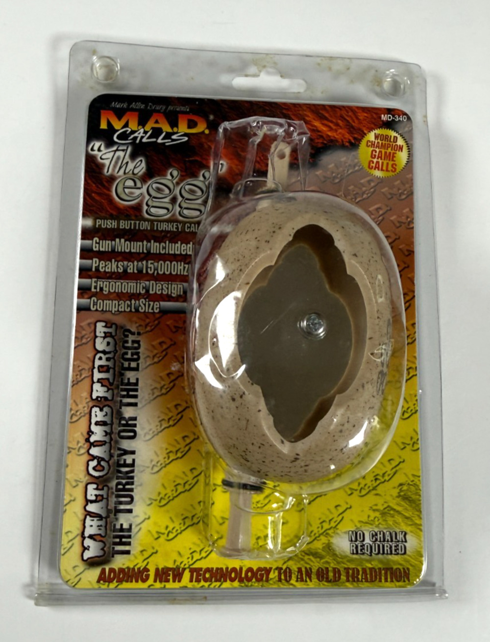 M.A.D. Calls The Egg MD-340 Turkey Call Push Button Yelper NEW Sealed